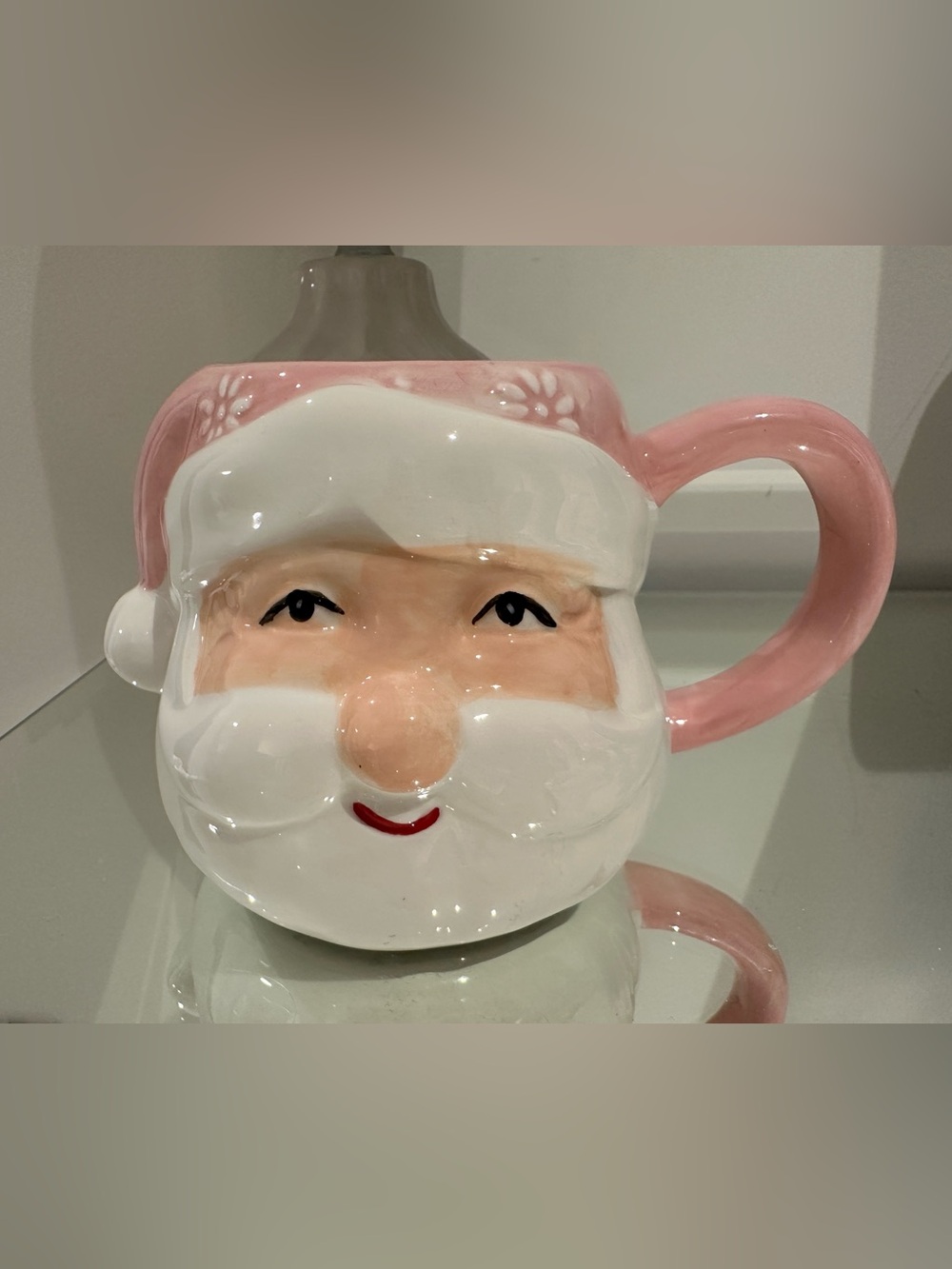 🤍 Ceramic Pink Santa & White Snowflake Christmas Pinkmas Mug NWT